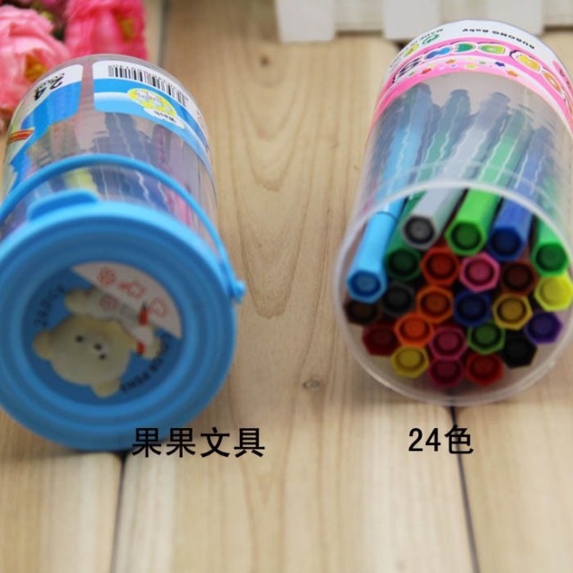 24色 水彩笔 画画笔 可水洗 小学生学习用品 文具批发 11厘米